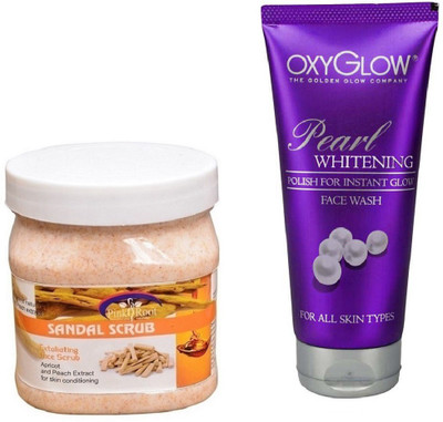 

Pink Root SANDAL SCRUB 500ML WITH OXYGLOW PEARL WHITENING FACE WASH(Set of 2)