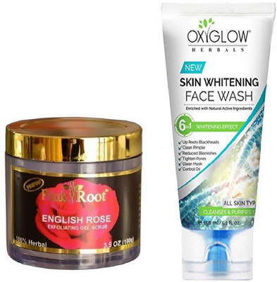 

Pink Root ENGLISH ROSE 100GM WITH OXYGLOW SKIN WHITENING FACE WASH(Set of 2)