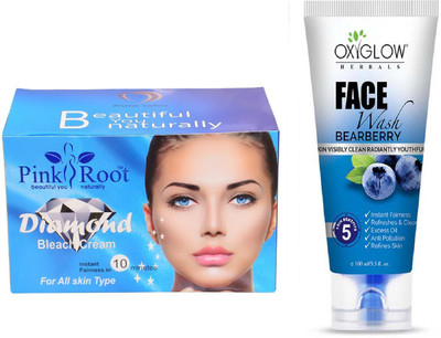 

Pink Root DIAMOND BLEACH 250G WITH OXYGLOW BEARBERRY FACE WASH(Set of 2)