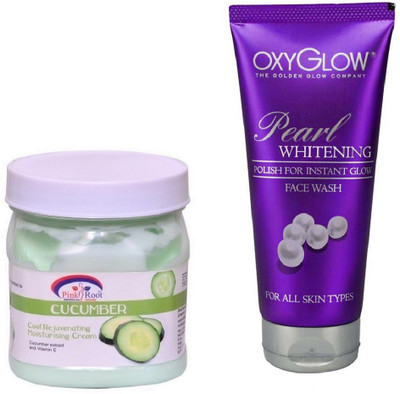 

Pink Root CUCUMBER CREAM 500ML WITH OXYGLOW PEARL WHITENING FACE WASH(Set of 2)