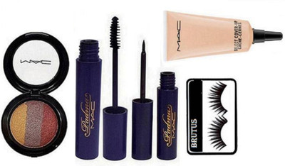 

BRUTUS Eyelashes, Mac 3 shade Eyeshadow, Padma eyeliner & Mascara, Select coverup Concealer(Set of 5)