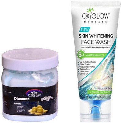 

Pink Root DIAMOND CREAM 500ML WITH OXYGLOW SKIN WHITENING FACE WASH(Set of 2)