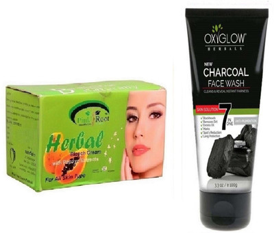 

Pink Root HERBAL BLEACH 250G WITH OXYGLOW CHARCOAL FACE WASH(Set of 2)