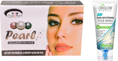 

Pink Root PEARL FACIAL KIT 83GM WITH OXYGLOW SKIN WHITENING FACE WASH(Set of 2)