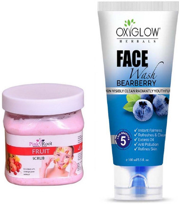

Pink Root FRUIT SCRUB 500ML WITH BEARBERRY FACE WASH(Set of 2)