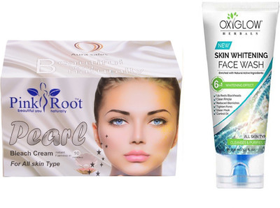 

Pink Root PEARL BLEACH 250G WITH OXYGLOW SKIN WHITENING FACE WASH(Set of 2)