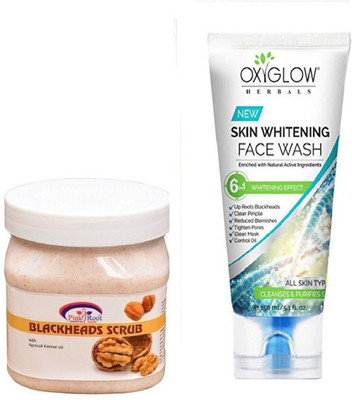 

Pink Root BLEACKHEADS SCRUB 500ML WITH OXYGLOW SKIN WHITENING FACE WASH(Set of 2)