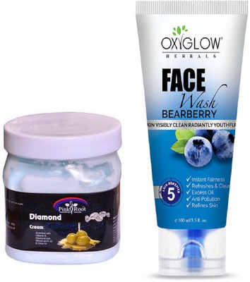 

Pink Root DIAMOND CREAM 500ML WITH OXYGLOW BEARBERRY FACE WASH(Set of 2)