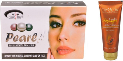 

Pink Root PEARL FACIAL KIT 83GM WITH OXYGLOW GOLDEN PAPAYA FACE WASH(Set of 2)