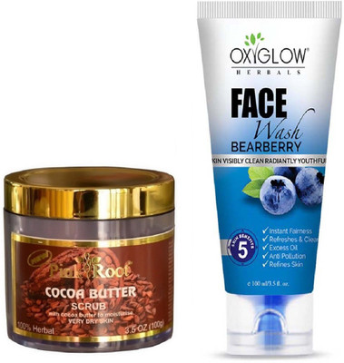 

Pink Root COCOA BUTTER SCRUB 100GM WITH OXYGLOW BEARBERRY FACE WASH(Set of 2)