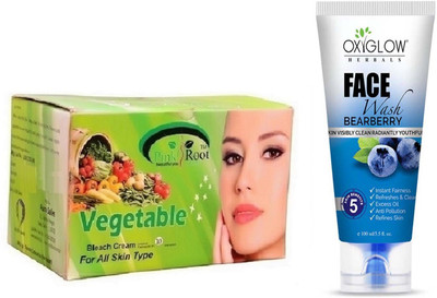 

Pink Root VEGETABLE BLEACH 250G WITH OXYGLOW BEARBERRY FACE WASH(Set of 2)
