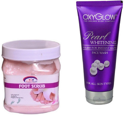 

Pink Root FOOT SCRUB 500ML WITH OXYGLOW PEARL WHITENING FACE WASH(Set of 2)