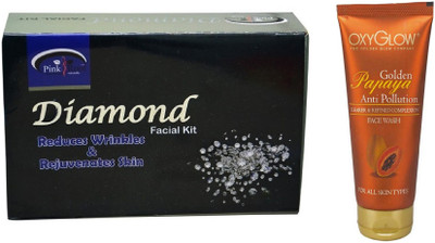 

Pink Root DIAMOND FACIAL KIT 83GM WITH OXYGLOW GOLDEN PAPAYA FACE WASH(Set of 2)