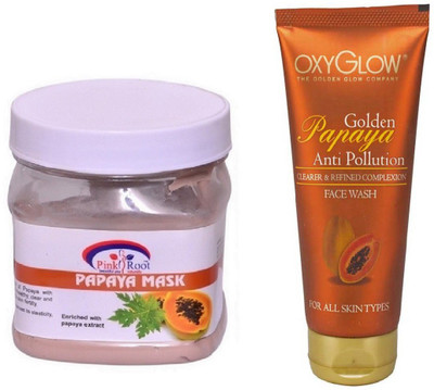 

Pink Root PAPAYA MASK 500ML WITH OXYGLOW GOLDEN PAPAYA FACE WASH(Set of 2)