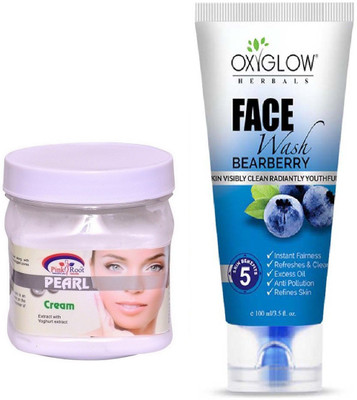 

Pink Root PEARL CREAM 500ML WITH OXYGLOW BEARBERRY FACE WASH(Set of 2)
