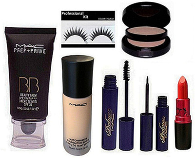 

Professional kit EyeLashes & Match Master Foundation , Pressed Powder Two Way Compact, Matte Finish Lipstick and Padma eyeliner and mascara & BB Cream(Set of 7)