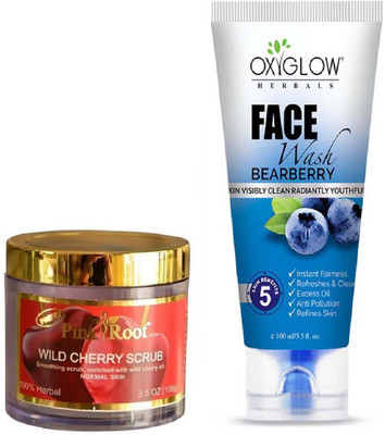 

Pink Root WILD CHERRY SCRUB 100GM WITH OXYGLOW BEARBERRY FACE WASH(Set of 2)