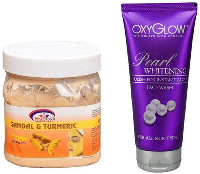 

Pink Root SANDAL & TURMERIC MASK 500ML WITH OXYGLOW PEARL WHITENING FACE WASH(Set of 2)