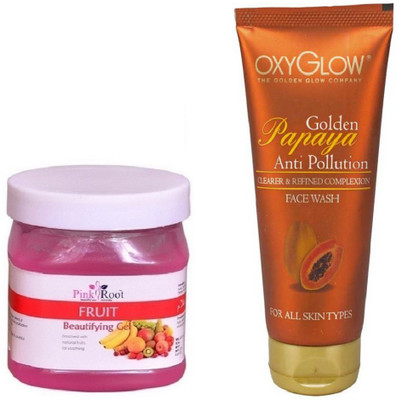 

Pink Root FRUIT GEL 500ML WITH OXYGLOW GOLDEN PAPAYA FACE WASH(Set of 2)
