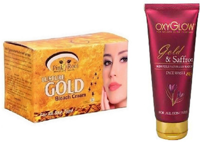 

Pink Root GOLD BLEACH 250G WITH OXYGLOW GOLD & SAFFRON FACE WASH(Set of 2)