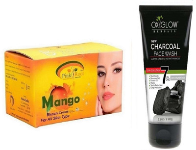 

Pink Root MANGO BLEACH 250G WITH OXYGLOW CHARCOAL FACE WASH(Set of 2)