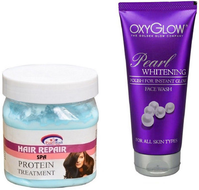 

Pink Root HAIR REPAIR SPA 500ML WITH OXYGLOW PEARL WHITENING FACE WASH(Set of 2)