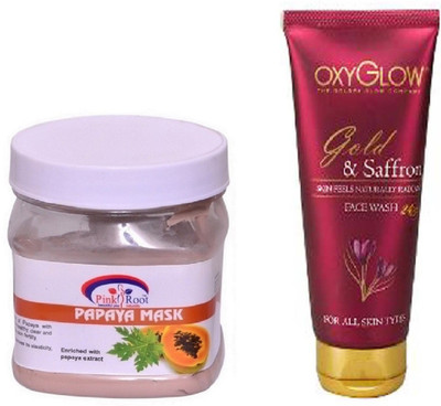 

Pink Root PAPAYA MASK 500ML WITH OXYGLOW GOLD & SAFFRON FACE WASH(Set of 2)