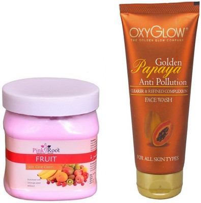 

Pink Root FRUIT CREAM 500ML WITH OXYGLOW GOLDEN PAPAYA FACE WASH(Set of 2)