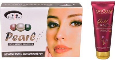 

Pink Root PEARL FACIAL KIT 83GM WITH OXYGLOW GOLD & SAFFRON FACE WASH(Set of 2)