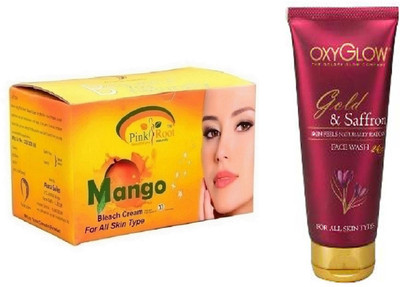 

Pink Root MANGO BLEACH 250G WITH OXYGLOW GOLD & SAFFRON FACE WASH(Set of 2)