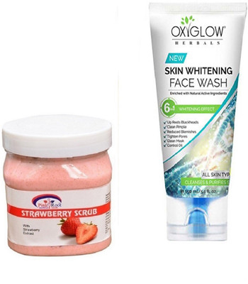 

Pink Root STRAWBERRY SCRUB 500ML WITH OXYGLOW SKIN WHITENING FACE WASH(Set of 2)