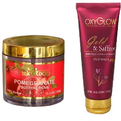

Pink Root POMEGRANATE BUTTER CREAM 100GM WITH OXYGLOW GOLD & SAFFRON FACE WASH(Set of 2)