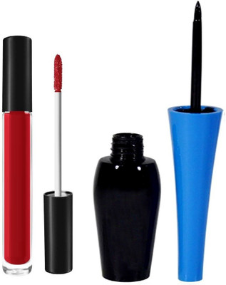

Vedy Smudge Me Not Liquid Lipstick Brazen Raisin (Red) With Eyeliner(Set of 2)
