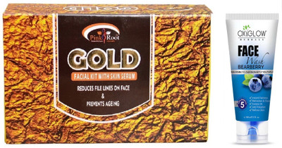 

Pink Root GOLD FACIAL KIT 83GM WITH OXYGLOW BEARBERRY FACE WASH(Set of 2)