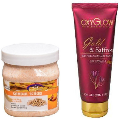 

Pink Root SANDAL SCRUB 500ML WITH OXYGLOW GOLD & SAFFRON FACE WASH(Set of 2)