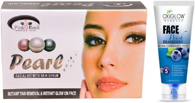 

Pink Root PEARL FACIAL KIT 83GM WITH BEARBERRY FACE WASH(Set of 2)