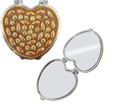 

EKAN Perfect Karwa Chauth Gift Item For Wife Designer Pearl Compact Mirror, Folding Compact Mirror With Neem Wood Comb For Travel And Home Use, 30 Grams, Pack Of 1(Set of 2)