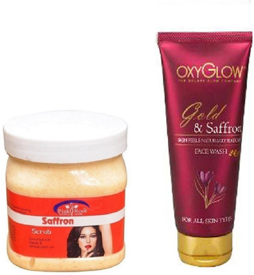 

Pink Root SAFFRON SCRUB 500ML WITH OXYGLOW GOLD & SAFFRON FACE WASH(Set of 2)
