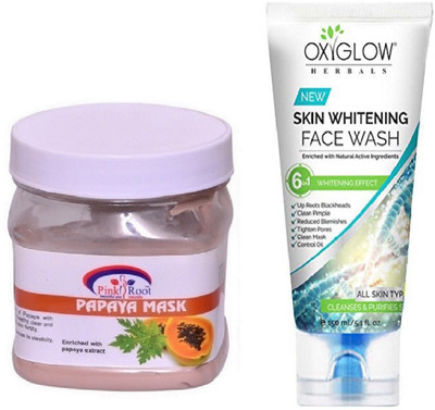 

Pink Root PAPAYA MASK 500ML WITH OXYGLOW SKIN WHITENING FACE WASH(Set of 2)