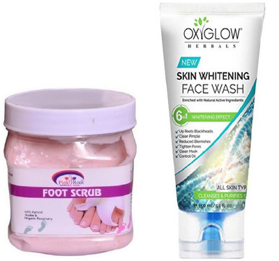 

Pink Root FOOT SCRUB 500ML WITH OXYGLOW SKIN WHITENING FACE WASH(Set of 2)