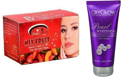 

Pink Root MIX FRUIT BLEACH 250G WITH OXYGLOW PEARL WHITENING FACE WASH(Set of 2)