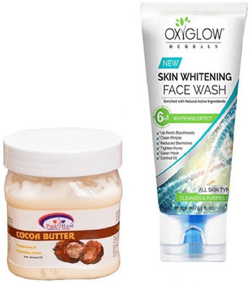 

Pink Root COCOA BUTTER CREAM 500ML WITH OXYGLOW SKIN WHITENING FACE WASH(Set of 2)