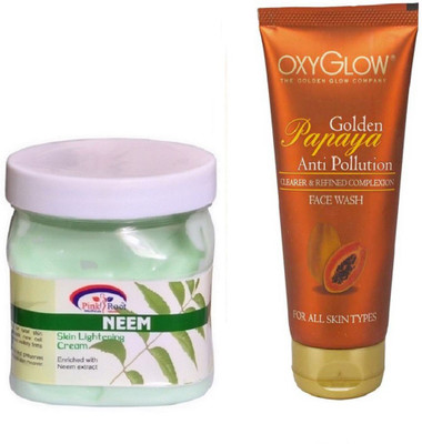 

Pink Root NEEM CREAM 500ML WITH OXYGLOW GOLDEN PAPAYA FACE WASH(Set of 2)