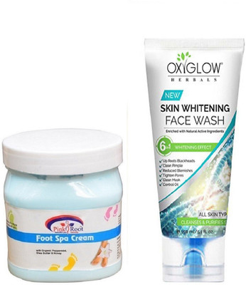 

Pink Root FOOT SPA CREAM 500ML WITH OXYGLOW SKIN WHITENING FACE WASH(Set of 2)