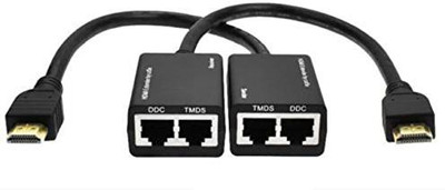 

Microware Over RJ45 CAT5e CAT6 Lan Ethernet Balun Repeater Extender up to100ft 1080CY HDMI Adapter(Compatible with computer, DVD, laptop, DVR, LED TV, Black)