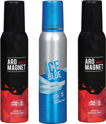 

Arochem ARO MEGNET GRAVITY-2 & ICE BLUE WAVE COMBO DEODORANT NEW LATEST COMBO PACK OF 3 Body Spray - For Men & Women(600 ml, Pack of 3)