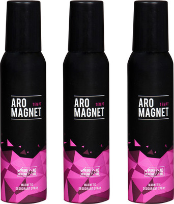 

AROCHEM ARO MAGNET TEMPT- 3 PACK COMBO DEODORANT NEW LATEST COMBO PACK OF 3 200 ML BOTTAL PURE PERFUME NO ALCOHOL DYNAMIC DEODORANT BODY SPRAY Body Spray - For Men & Women(600 ml, Pack of 3)