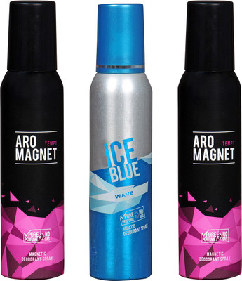 

Arochem ARO MEGNET TEMPT-2 & ICE BLUE WAVE COMBO DEODORANT NEW LATEST COMBO PACK OF 3 Body Spray - For Men & Women(600 ml, Pack of 3)