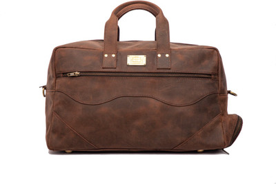 Sandcraft Real Buffalo Leather Brown Duffel Bag Gym Bag(Brown)