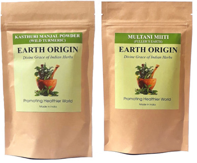 

Earth Origin Wild Turmeric (Kasthuri Manjal) and Multani Mitti- Fullers Earth 100 gms each (200 gms)(200 g)